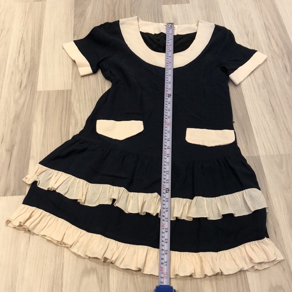 Blue and Cream dress. One size. Made in Korea - Picture 8 of 11